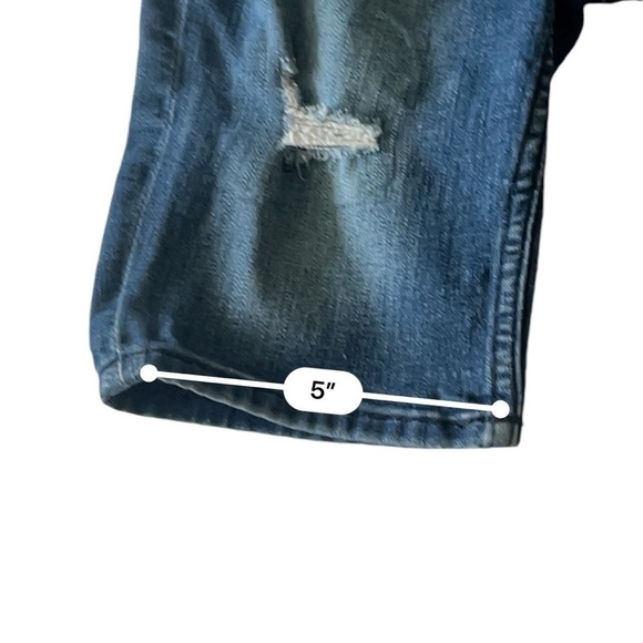 H & M super stretched distressed denim shorts blue pockets zipper snap Boys 7 - Picture 13 of 15